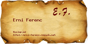 Erni Ferenc névjegykártya